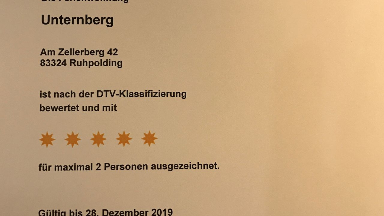 Fewo Unternberg- Klassifizierungsurkunde DTV Fewo Unternberg- Klassifizierungsurkunde DTV